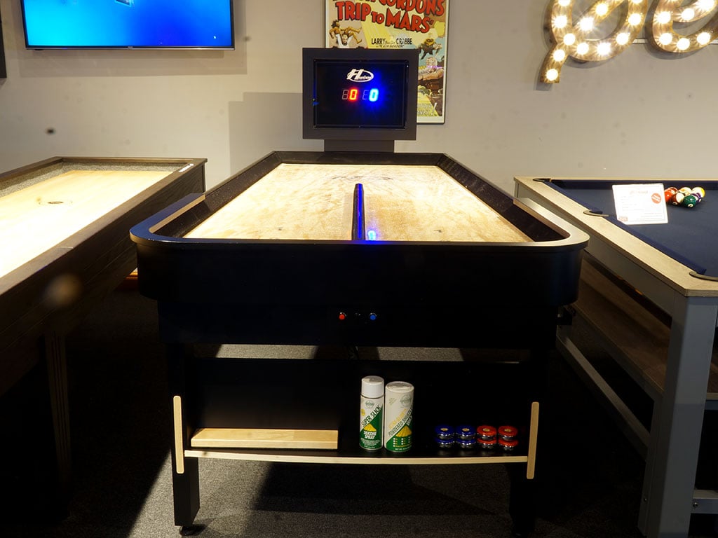 Hudson Bank Shot Shuffleboard Table - In Showroom